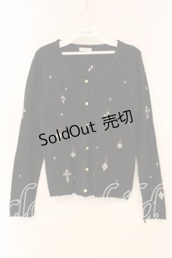 画像1: axes femme / オーナメント刺繍ニットカーディガン M クロ O-26-01-05-042-AX-TO-OW-ZT0107X