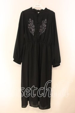 画像1: axes femme / チャイナ刺繍ワンピース M クロ O-26-01-05-044-AX-OP-OW-OS