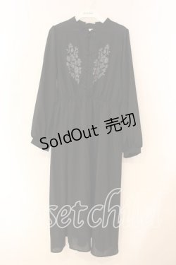 画像1: axes femme / チャイナ刺繍ワンピース M クロ O-26-01-05-044-AX-OP-OW-ZT537