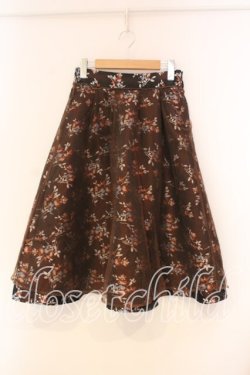 画像1: axes femme NOSTALGIE / ジャガード×チュールスカート M ブラウン O-26-01-05-050-AX-SK-OW-ZT0107X