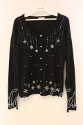 axes femme / 雪の結晶刺繍カーディガン M クロ O-26-01-05-054-AX-TO-OW-OS