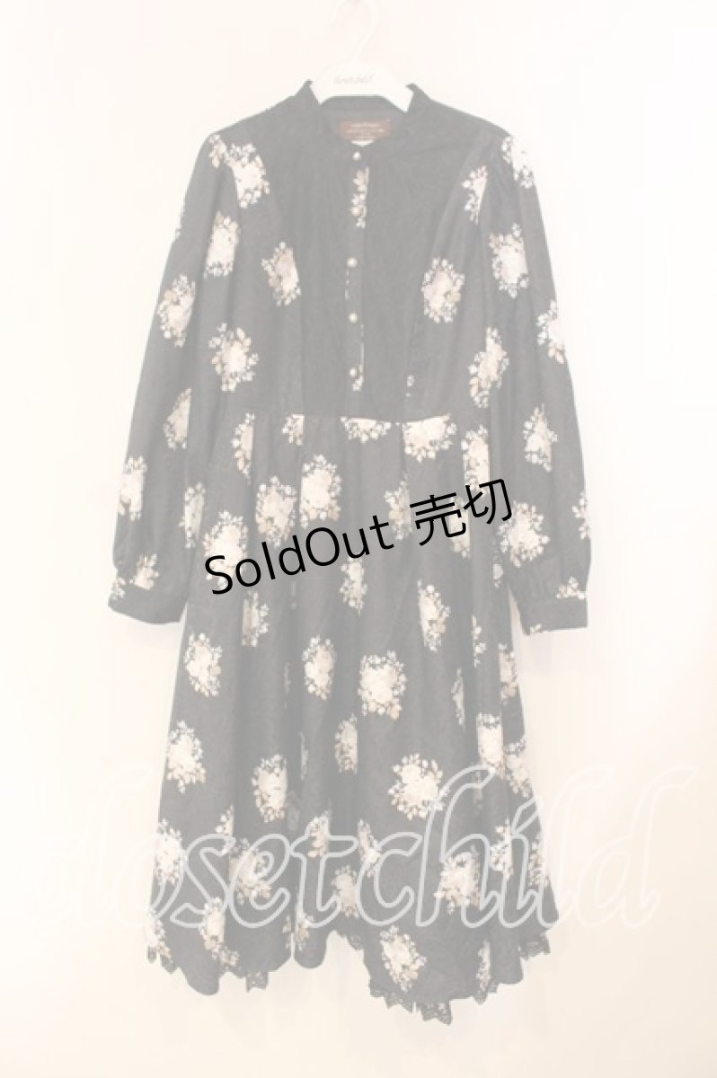 画像1: axes femme NOSTALGIE / ブーケ柄ジャガードワンピース F クロ O-26-01-05-058-AX-OP-OW-ZT551 (1)