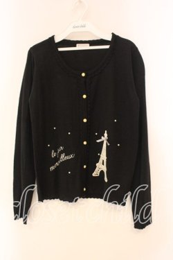 画像1: axes femme / エッフェル塔レースカーディガン M クロ O-26-01-05-059-AX-TO-OW-ZT0107X