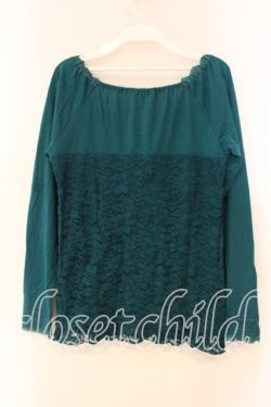 画像2: axes femme / 総レースビスチェ風プルオーバー M グリーン O-26-01-05-065-AX-TO-OW-ZT0107X