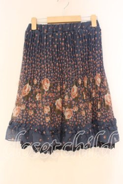 画像1: axes femme / 花柄スカート M ブルー O-26-01-05-076-AX-SK-OW-OS
