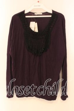 画像1: axes femme / ビーズ使いインナープルオーバー M パープル O-26-01-05-077-AX-TO-OW-ZT0107X