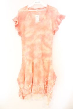 画像1: axes femme / ミックスカラーニットワンピース M ピンク O-26-01-05-079-AX-TO-OW-OS