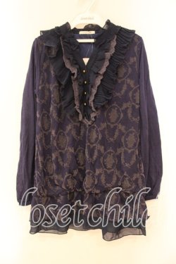 画像1: axes femme / フロッキープリント入プルオーバー M ネイビー O-26-01-05-080-AX-TO-OW-OS