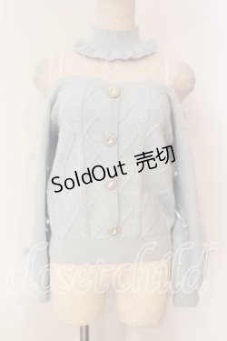 画像1: Ank Rouge / パールストラップオフショルレースアップニット M サックス O-26-01-05-015-CA-TO-OW-ZT551