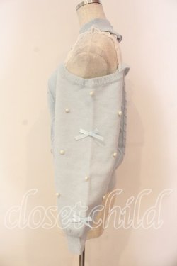 画像2: Ank Rouge / パールストラップオフショルレースアップニット M サックス O-26-01-05-015-CA-TO-OW-ZT0107X