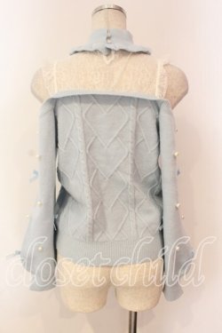 画像3: Ank Rouge / パールストラップオフショルレースアップニット M サックス O-26-01-05-015-CA-TO-OW-ZT0107X