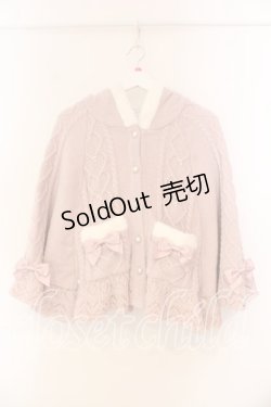 画像1: axes femme POETIQUE / ハート編柄裏ボアニットケープ M ピンク O-26-01-05-021-AX-CO-OW-ZT0107X