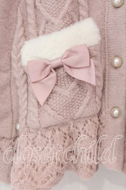 画像2: axes femme POETIQUE / ハート編柄裏ボアニットケープ M ピンク O-26-01-05-021-AX-CO-OW-ZT0107X