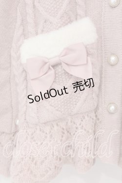 画像2: axes femme POETIQUE / ハート編柄裏ボアニットケープ M ピンク O-26-01-05-021-AX-CO-OW-ZT0107X