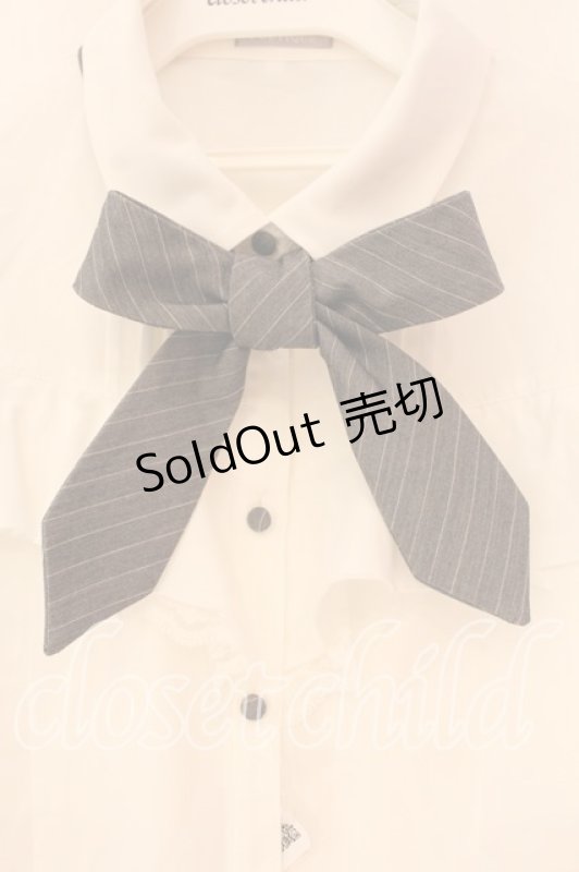 画像2: axes femme POETIQUE / ２ＷＡＹストライプタイ付ブラウス M シロ O-26-01-05-026-AX-BL-OW-ZH (2)