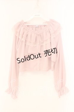 画像1: axes femme POETIQUE / オフショルシフォンブラウス M ピンク O-26-01-05-027-AX-BL-OW-OS