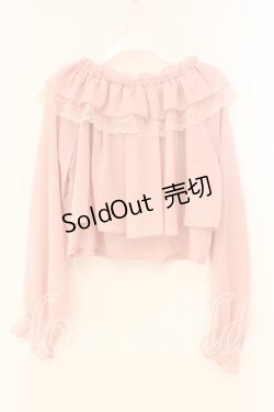 画像2: axes femme POETIQUE / オフショルシフォンブラウス M ピンク O-26-01-05-027-AX-BL-OW-OS