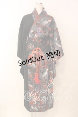 画像1: Qutie Frash / 2025 浴衣3点SET  ブラックＸレッド O-26-01-08-001-QU-OP-YM-OS