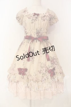 画像1: Pina sweetcollection / フリルスカラップワンピース  ローズ柄・ベージュ O-26-01-08-022-LO-OP-IG-OS