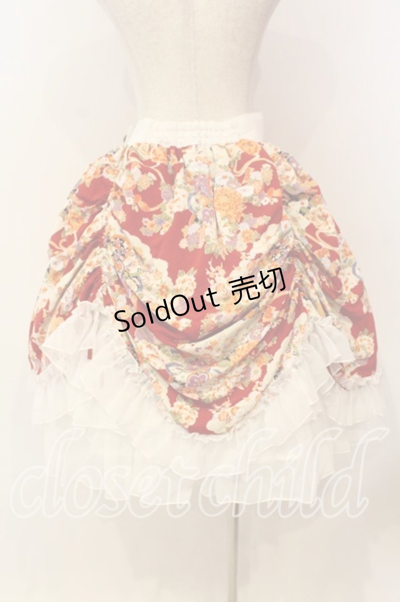 画像4: ATELIER PIERROT / 雅バッスルスカート  ホワイト×レッド O-26-01-08-024-EL-SK-IG-ZI (4)
