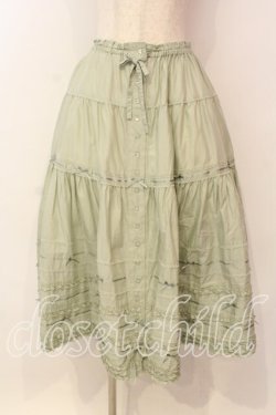 画像1: PINK HOUSE / サテンリボンいっぱいローンティアードミディスカート  ハッカ O-26-01-08-027-LO-SK-OW-OS