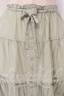 画像3: PINK HOUSE / サテンリボンいっぱいローンティアードミディスカート  ハッカ O-26-01-08-027-LO-SK-OW-OS