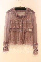 PINK HOUSE / ドットチュール×オリジナルローズチュールレースブラウス  ラベンダー O-26-01-08-031-LO-BL-OW-OS