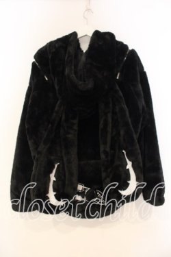 画像4: NieR Clothing / 超ふわもこ うさ耳2WAY OFF-SHOULDER OUTER アウター  ブラック O-26-01-08-043-PU-CO-IG-OS