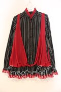 ALGONQUINS / レイヤード風ラメストライプブラウス F ブラック×レッド O-26-01-08-048-AL-BL-OW-OS