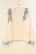 axes femme / チェック柄シフォンリボンプルオーバー F キナリ×サックス O-26-01-08-049-AX-TO-OW-OS