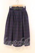 an another angelus / ベルト付きチェックタックスカート F ネイビー O-26-01-08-055-CA-SK-YM-OS