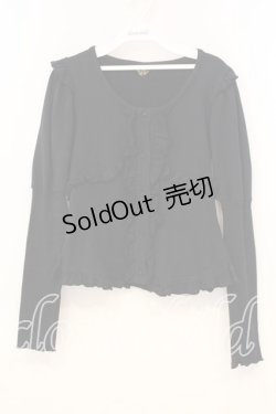 画像1: ALICE and the PIRATES / ミニ裏毛フリルカーディガン  クロ O-26-01-08-074-PA-TO-IG-OS