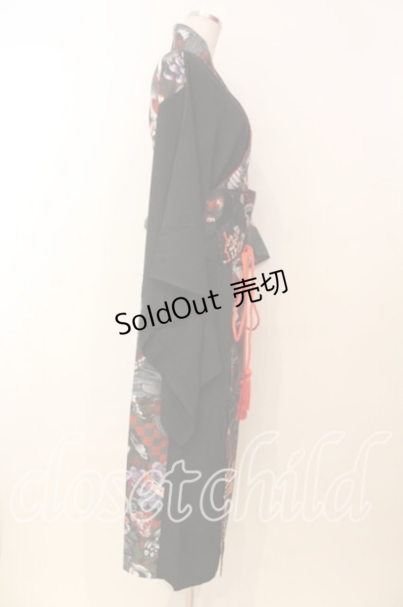 画像6: Qutie Frash / 2025 浴衣3点SET  ブラックＸレッド O-26-01-08-001-QU-OP-YM-OS (6)