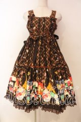 metamorphose / CL パリの街並ハイウエストジャンパースカート  ブラウン O-26-01-08-014-ME-OP-IG-OS