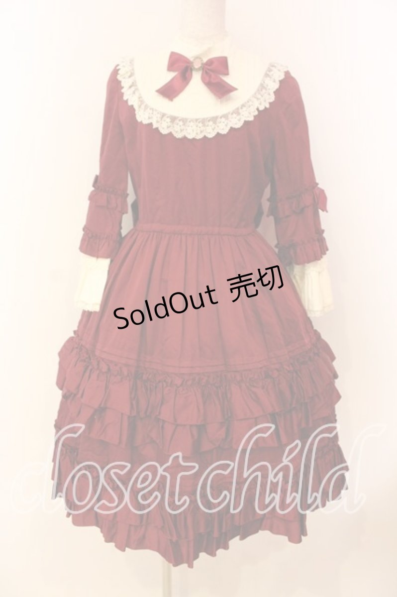 画像1: Pina sweetcollection / ドール姫袖ワンピース  ワイン O-26-01-08-019-LO-OP-OW-OS (1)