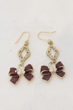 画像1: LOLITA他 / リボンピアス  ゴールド×ワイン O-26-01-09-045-0-AC-IG-ZT0111D