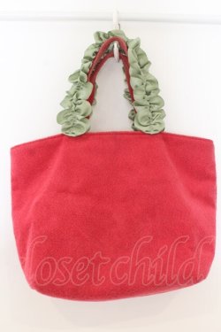 画像3: Maison de FLEUR / いちごフリルハンドルトートバッグ  アカ×グリーン O-26-01-09-001-LO-BG-IG-ZT0111D