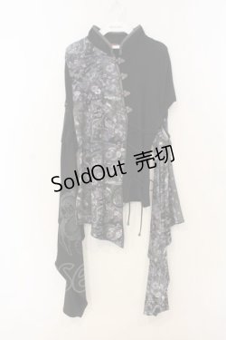 画像1: Qutie Frash / チャイナ着物袖カットソー  ブラック O-26-01-10-001-QU-TO-YM-OS