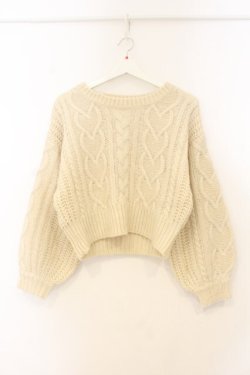 画像1: F&A / バックはしごリボンケーブルニットプルオーバー  アイボリー O-26-01-10-031-LO-TO-IG-OS