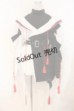 画像1: IRO+IRO / 重ね着風和袖オフショルトップス M-LL ブラックｘホワイト O-26-01-10-046-LO-JA-YM-OS