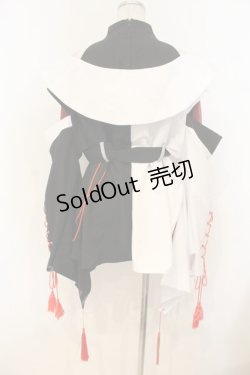 画像3: IRO+IRO / 重ね着風和袖オフショルトップス M-LL ブラックｘホワイト O-26-01-10-046-LO-JA-YM-OS