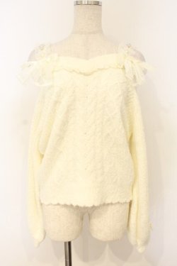 画像1: LIZ LISA / ビジュストラップオフショルニット  シロ O-26-01-10-048-LO-TO-OW-OS