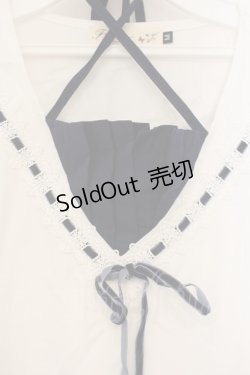 画像2: Favorite / はしごレースとリボンのFishTailワンピース M~L ネイビー×シロ O-26-01-10-051-LO-OP-OW-OS