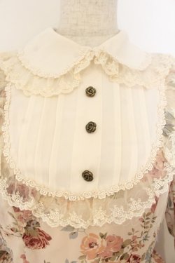 画像2: Innocent World / ローズシフォン丸衿ドレス M ピンクｘボルドー O-26-01-10-057-IW-OP-YM-OS