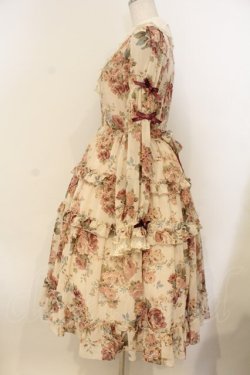 画像4: Innocent World / ローズシフォン丸衿ドレス M ピンクｘボルドー O-26-01-10-057-IW-OP-YM-OS