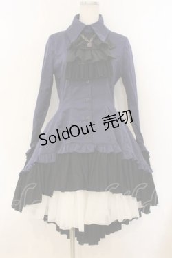 画像1: MARBLE / ゴシック調ダイヤカットタイ付きブラウス型ワンピース  ネイビー O-26-01-10-063-GO-OP-OW-OS