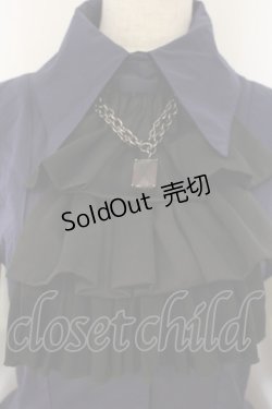 画像2: MARBLE / ゴシック調ダイヤカットタイ付きブラウス型ワンピース  ネイビー O-26-01-10-063-GO-OP-OW-OS