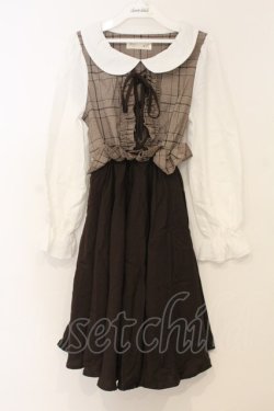 画像1: Favorite / 丸襟チェックワンピース M~L ブラウン O-26-01-10-076-LO-OP-OW-OS