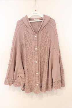 画像1: axes femme / ケーブルニットポンチョ  ピンク O-26-01-10-082-AX-JA-IG-OS