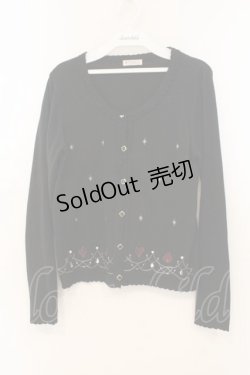 画像1: axes femme / トランプ刺繍カーディガン M クロ O-26-01-10-085-AX-TO-IG-OS